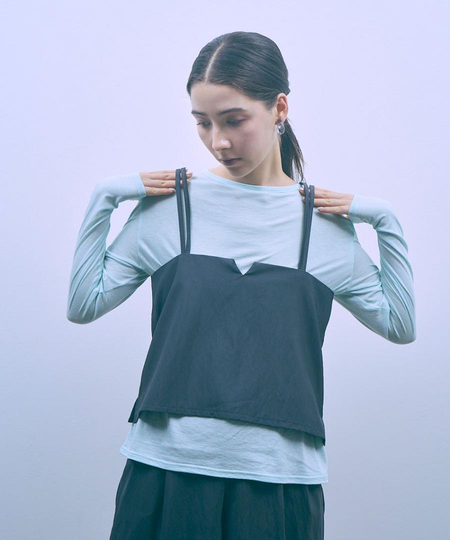 sheer satin 2WAYキャミベスト