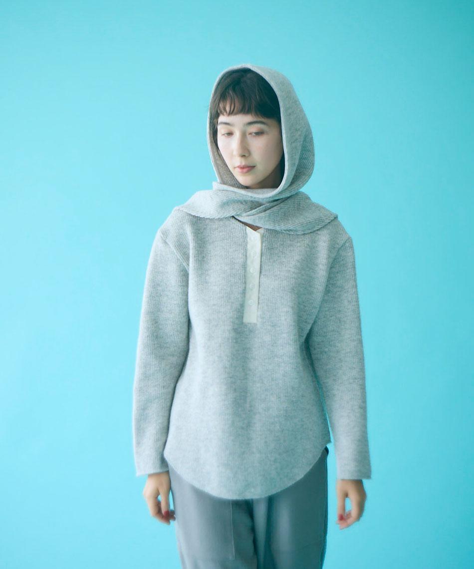 wool cotton rib henry neck P/O