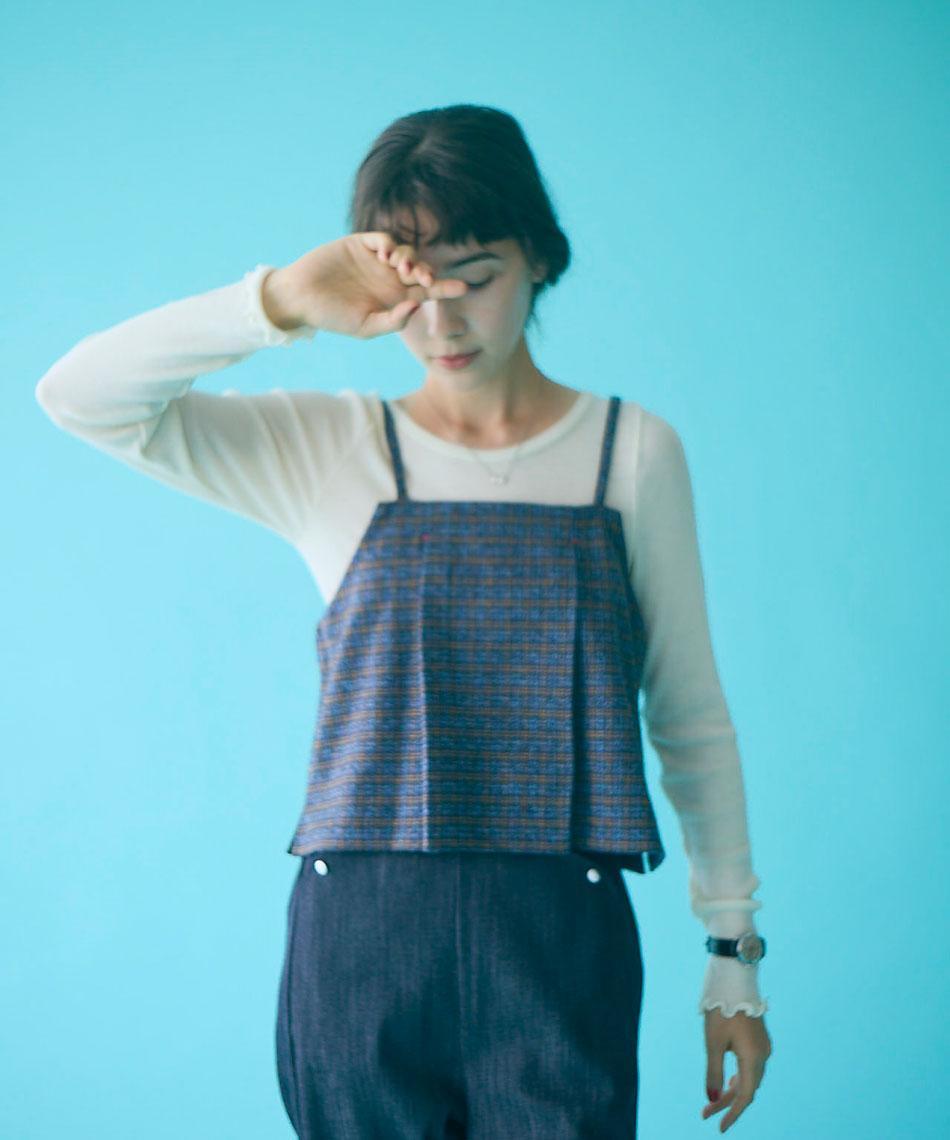 twill mini check bustier